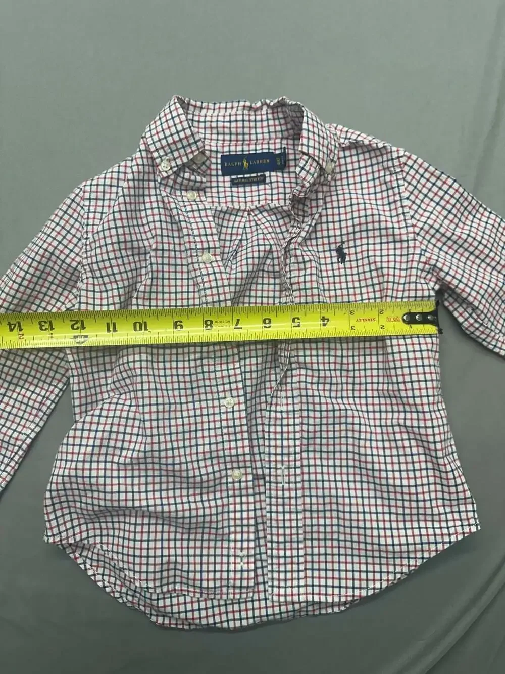 Ralph Lauren Boys Long Sleeve Button Down Plaid Tattersall Shirt Size 4T
